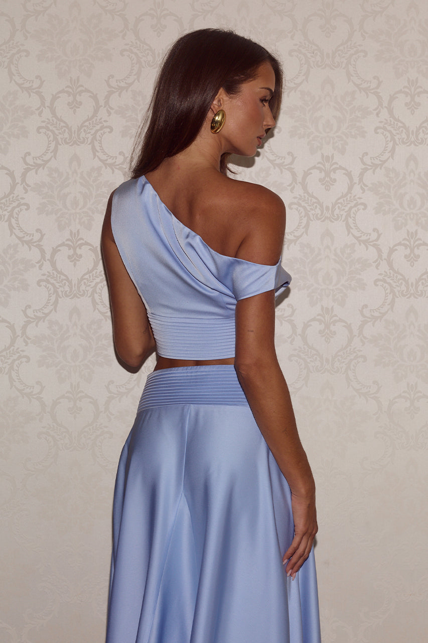 AMADINE OFF SHOULDER CROP TOP - SKY BLUE