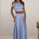 AMADINE PANELLED TRAIN MAXI SKIRT - SKY BLUE