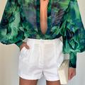Calista Shirt - Green Floral