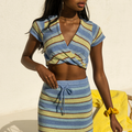 Zorya Cropped Top - Blue/Lime Stripe